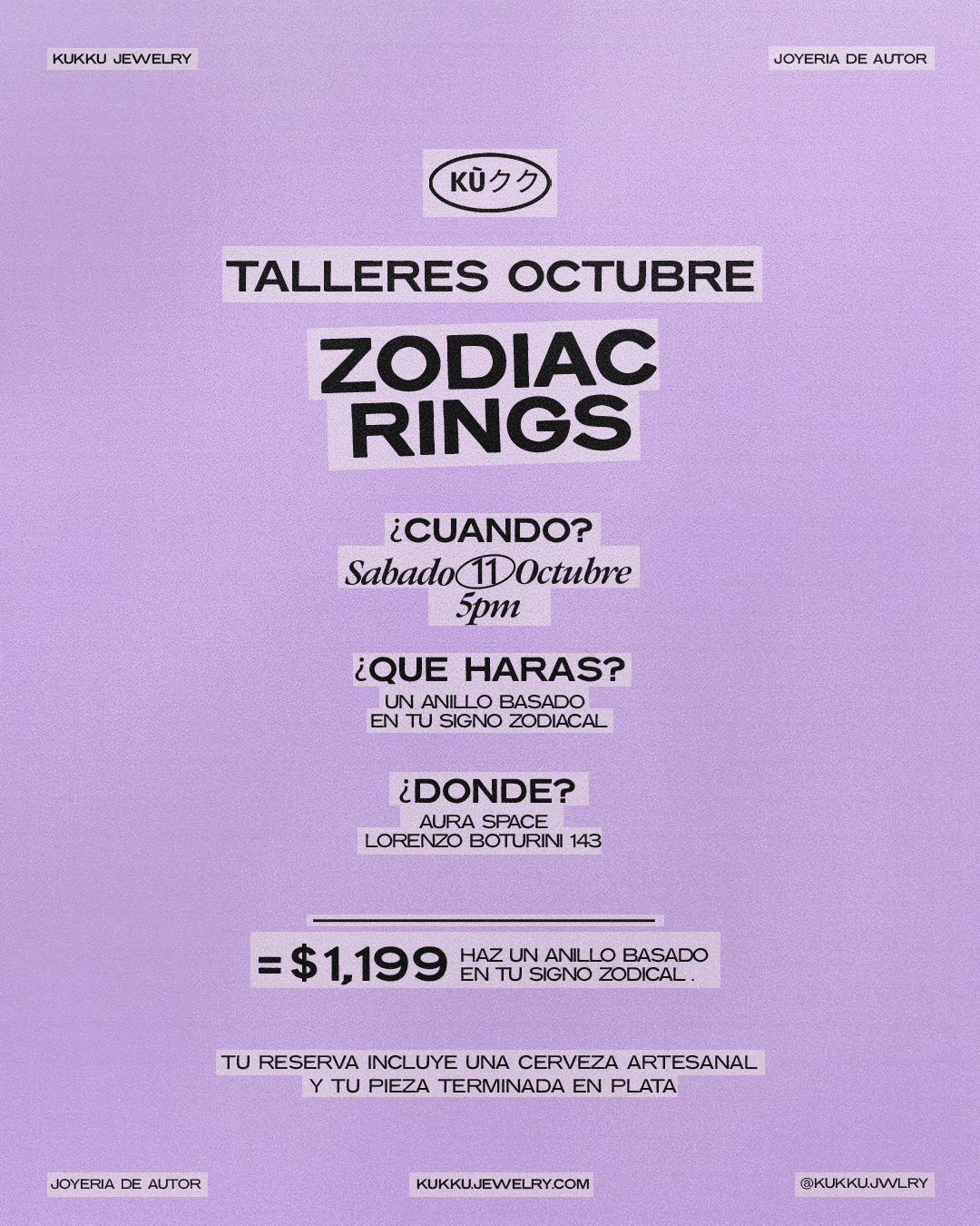 Taller de Joyería Recreativa - Zodiac Rings 11 Octubre